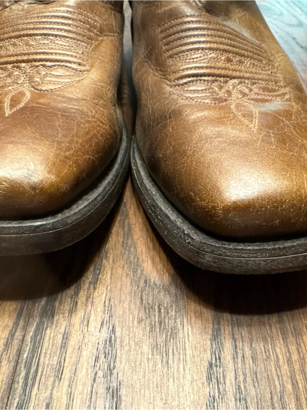 Double-H Cowboy Boots   Brown Shoe Size 10D Leather Square Toe Western